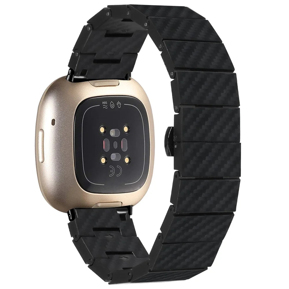 For Fitbit Versa 4 / Sense 2 Carbon Fiber Watch Strap Waterproof Replacement Wrist Band - 1