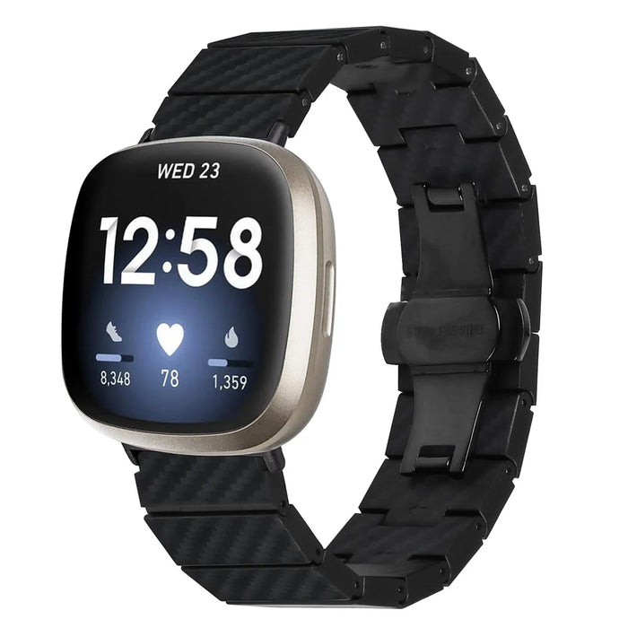 For Fitbit Versa 4 / Sense 2 Carbon Fiber Watch Strap Waterproof Replacement Wrist Band - 2