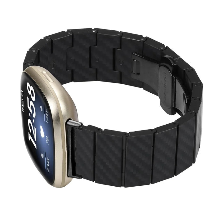 For Fitbit Versa 4 / Sense 2 Carbon Fiber Watch Strap Waterproof Replacement Wrist Band - 3