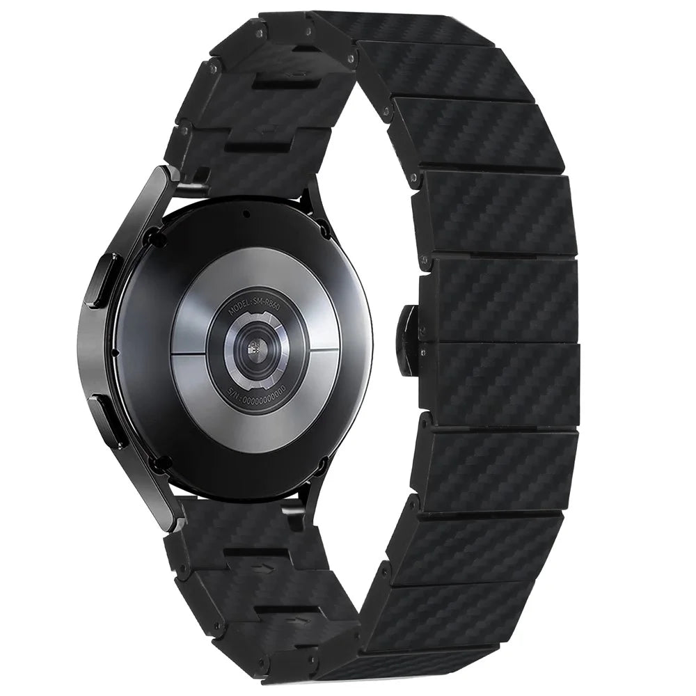 For Samsung Galaxy Watch Active / Watch Active2 44mm / Active2 40mm Watch Strap Carbon Fiber Texture 20mm Metal Watchband - 1