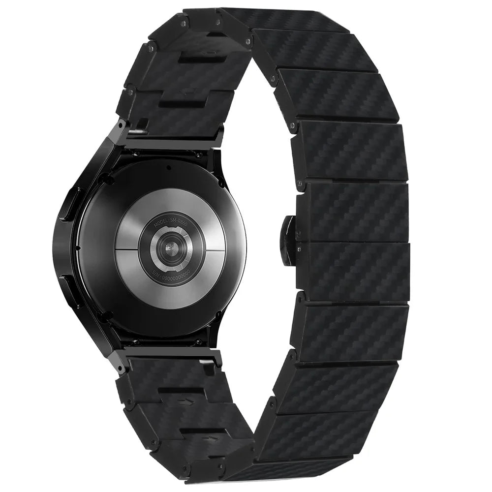 Watch Band for Samsung Galaxy Watch4 / Watch4 Classic / Watch4 Active / Watch 5 / Watch 5 Active Carbon Fiber Texture Strap with Connector - 1