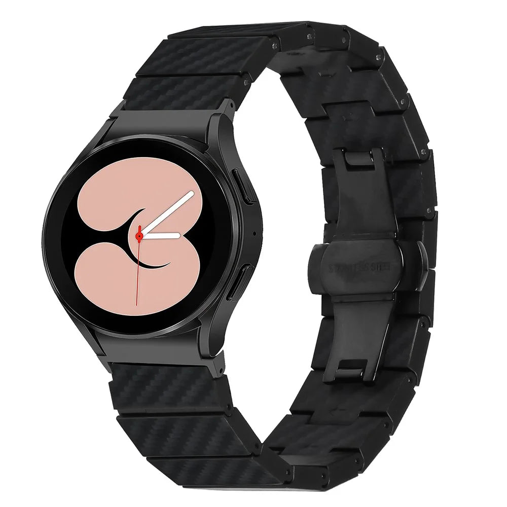 Watch Band for Samsung Galaxy Watch4 / Watch4 Classic / Watch4 Active / Watch 5 / Watch 5 Active Carbon Fiber Texture Strap with Connector - 2