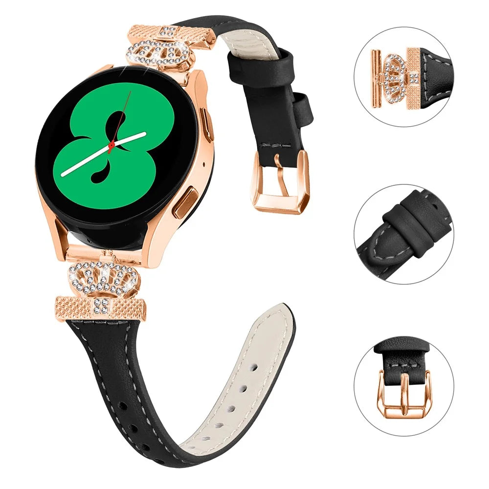 For Huami Amazfit Cheetah Pro Rose Gold Buckle 20mm Watch Band Crown-shape Connector Strap - Black - 3
