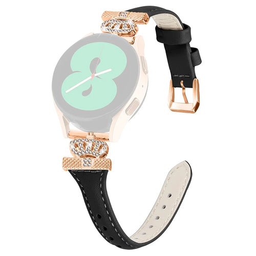 For Samsung Galaxy Watch3 41mm / Watch4 40 / 44mm / Watch 5 40 / 44mm / Watch4 Classic 42 / 46mm Watch Strap Rose Gold Buckle 20mm Watchband - Black - 1