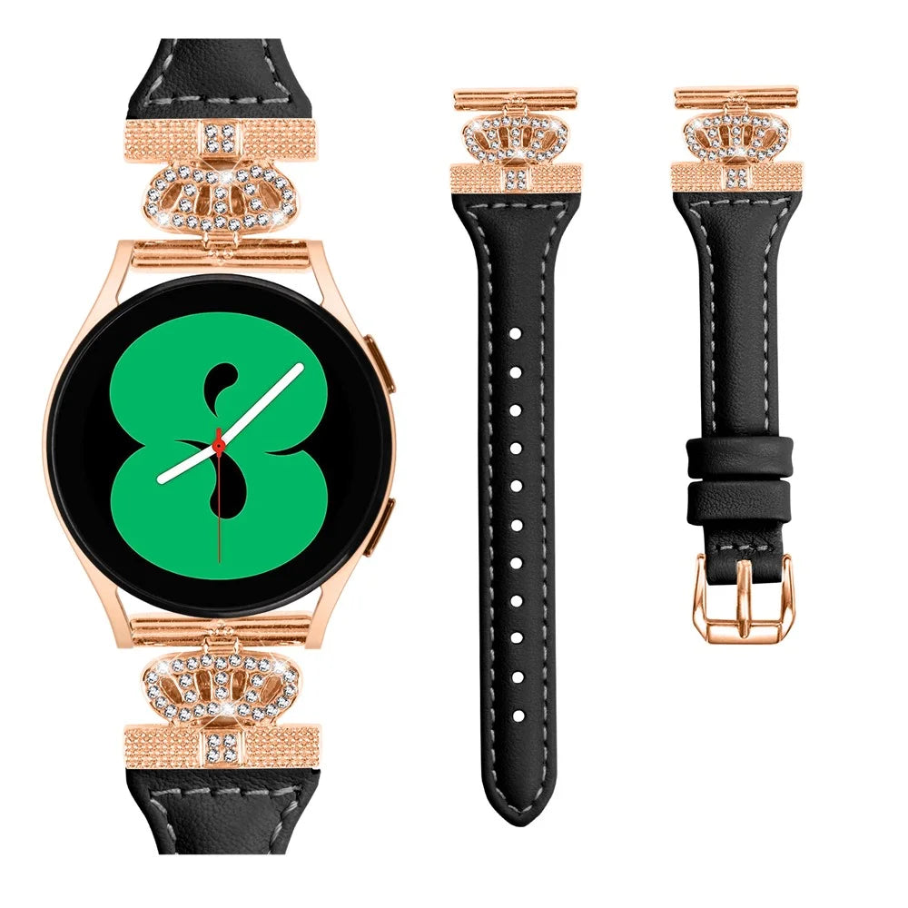 For Samsung Galaxy Watch3 41mm / Watch4 40 / 44mm / Watch 5 40 / 44mm / Watch4 Classic 42 / 46mm Watch Strap Rose Gold Buckle 20mm Watchband - Black - 2