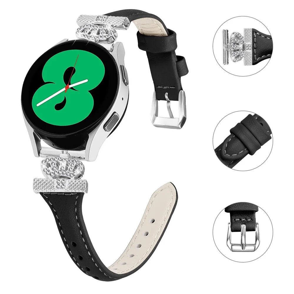 Silver Buckle 20mm Strap for Samsung Galaxy Watch3 41mm  /  Watch4  /  Watch5  /  Watch4 Classic  /  Watch4 Active  /  Watch5 Active Watchband - Black - 3