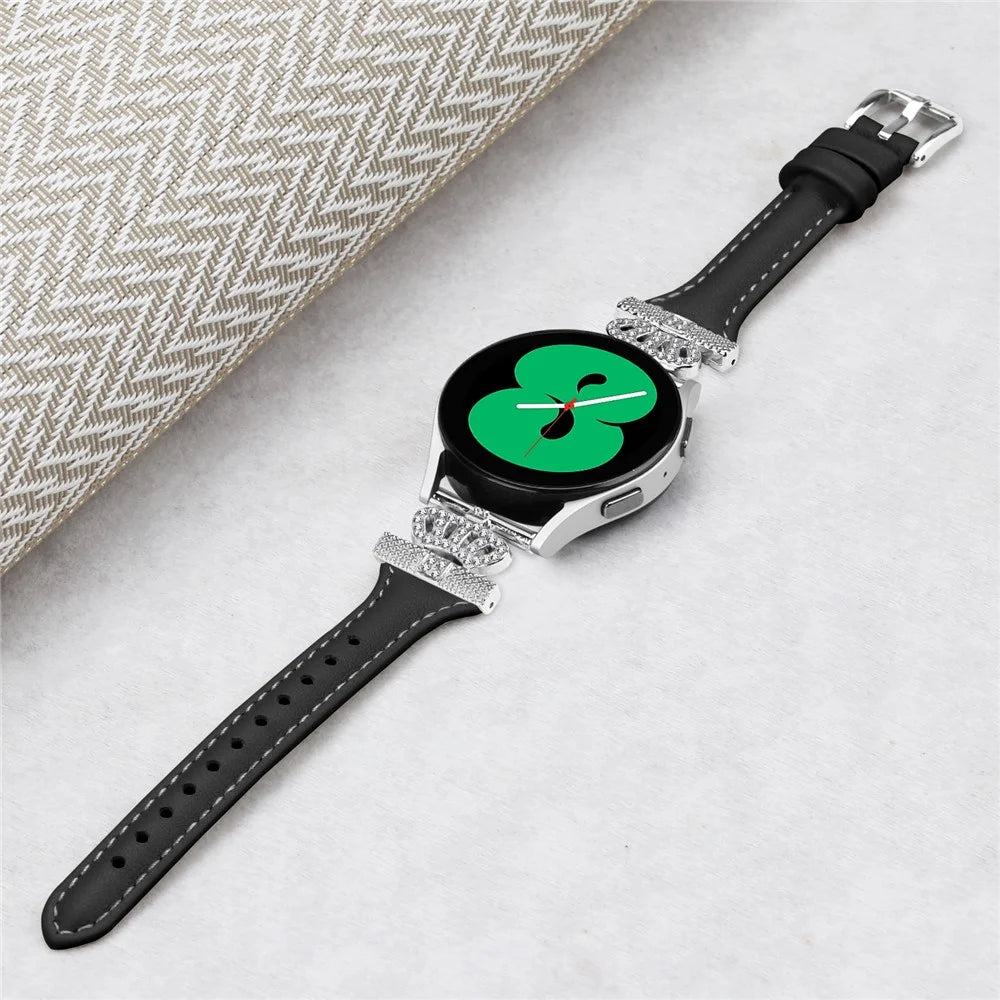 Silver Buckle 20mm Strap for Samsung Galaxy Watch3 41mm  /  Watch4  /  Watch5  /  Watch4 Classic  /  Watch4 Active  /  Watch5 Active Watchband - Black - 4