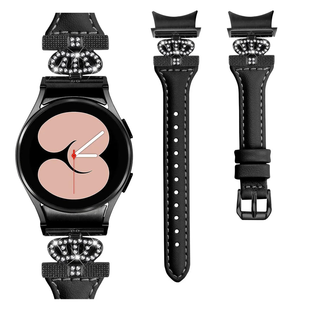 Black Buckle Strap for Samsung Galaxy Watch4  /  Watch5  /  Watch4 Classic  /  Watch4 Active  /  Watch5 Active Watchband Crown Connector Wrist Band - Black - 2