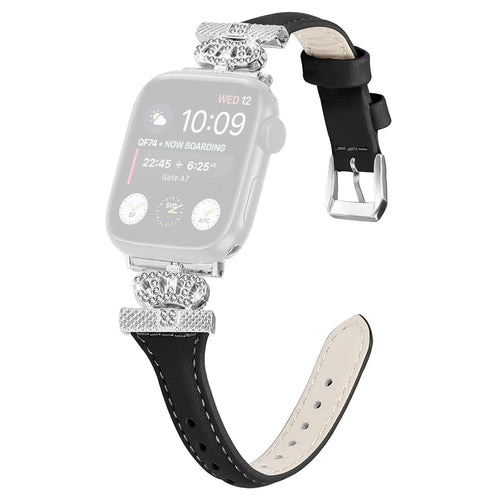 Silver Buckle Band for Apple Watch Ultra 3 2 1 49mm / Series 11 10 46mm / 9 8 7 45mm / SE3 SE2 SE 6 5 4 44mm / 3 2 1 42mm Watch Strap - Black - 1