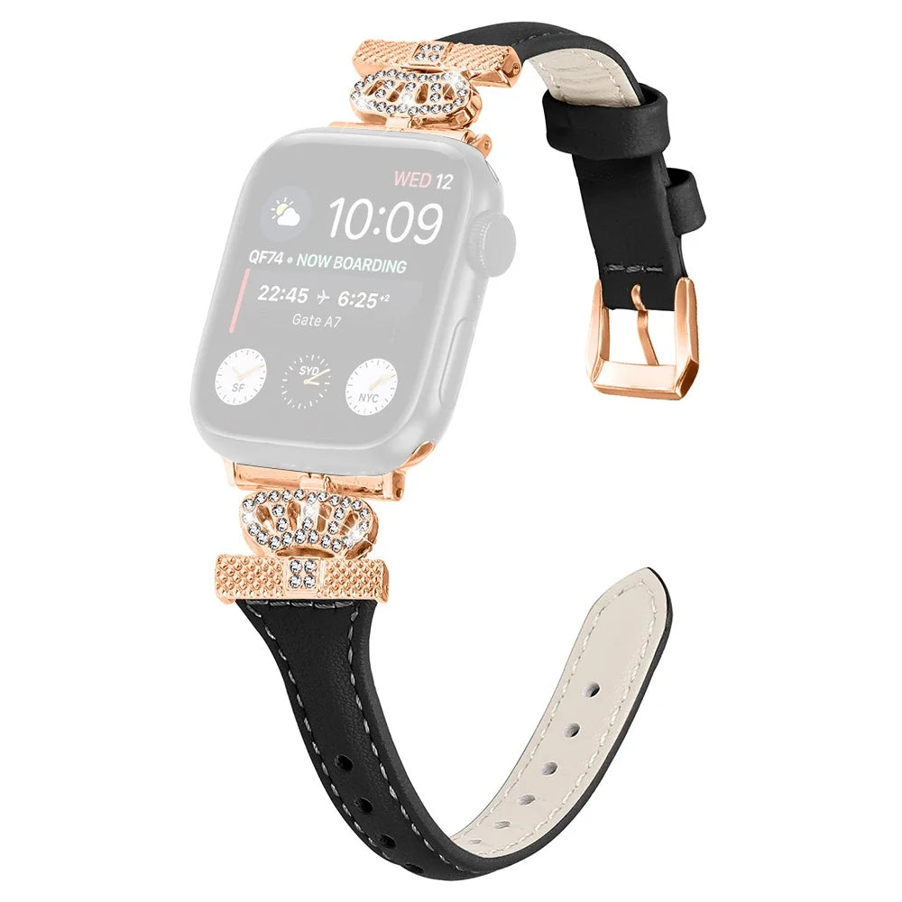 Rose Gold Buckle Strap for Apple Watch Series 11 10 42mm / 9 8 7 41mm / SE3 SE2 SE 6 5 4 40mm / 3 2 1 38mm Wrist Band - Black - 1