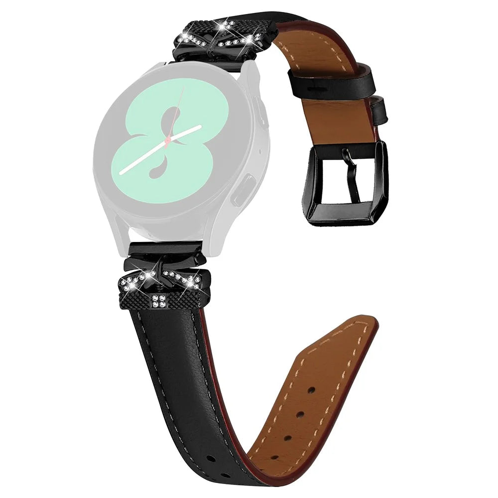 For Huami Amazfit Cheetah Pro Black Buckle 20mm Watch Band Butterfly Rhinestone Watch Strap - Black - 1