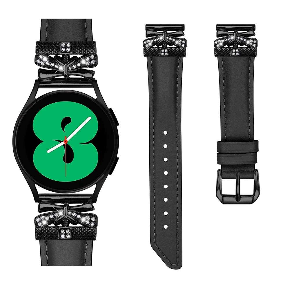 For Huami Amazfit Cheetah Pro Black Buckle 20mm Watch Band Butterfly Rhinestone Watch Strap - Black - 2