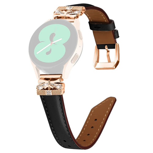 For Huami Amazfit Cheetah Pro Rose Gold Buckle Wrist Band 20mm Genuine Cowhide Leather Butterfly Watch Strap - Black - 1