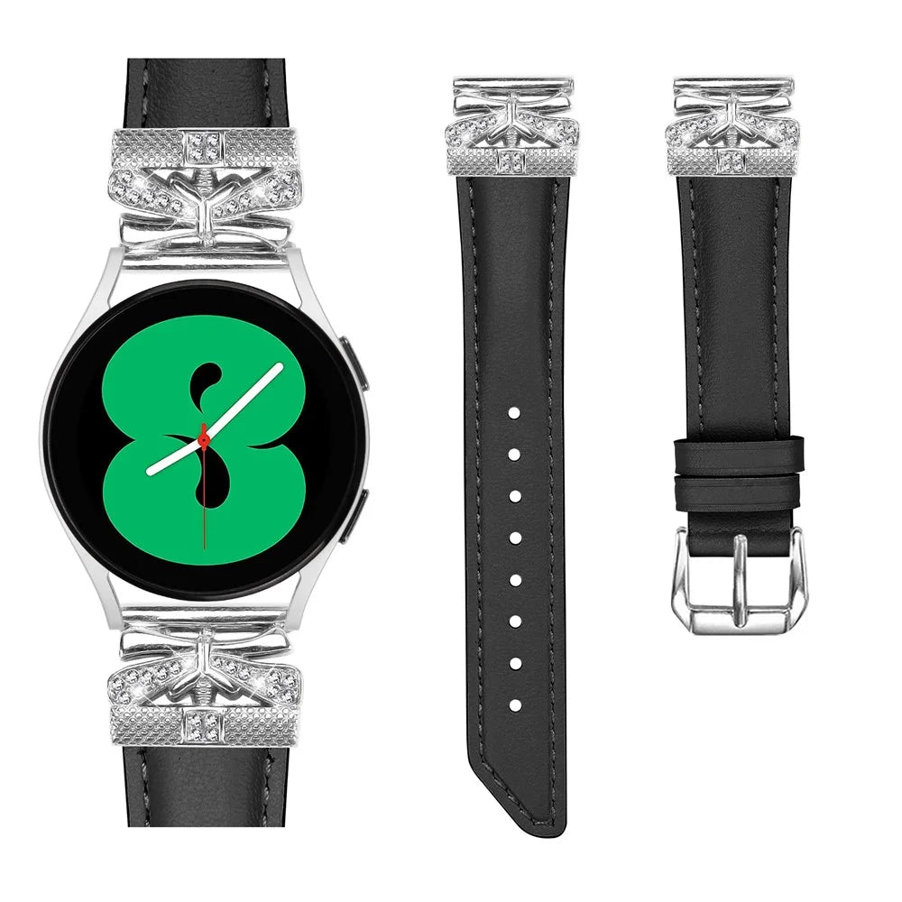 For Huami Amazfit Cheetah Pro Silver Buckle Watch Band 20mm Butterfly Connector Wrist Strap - Black - 2