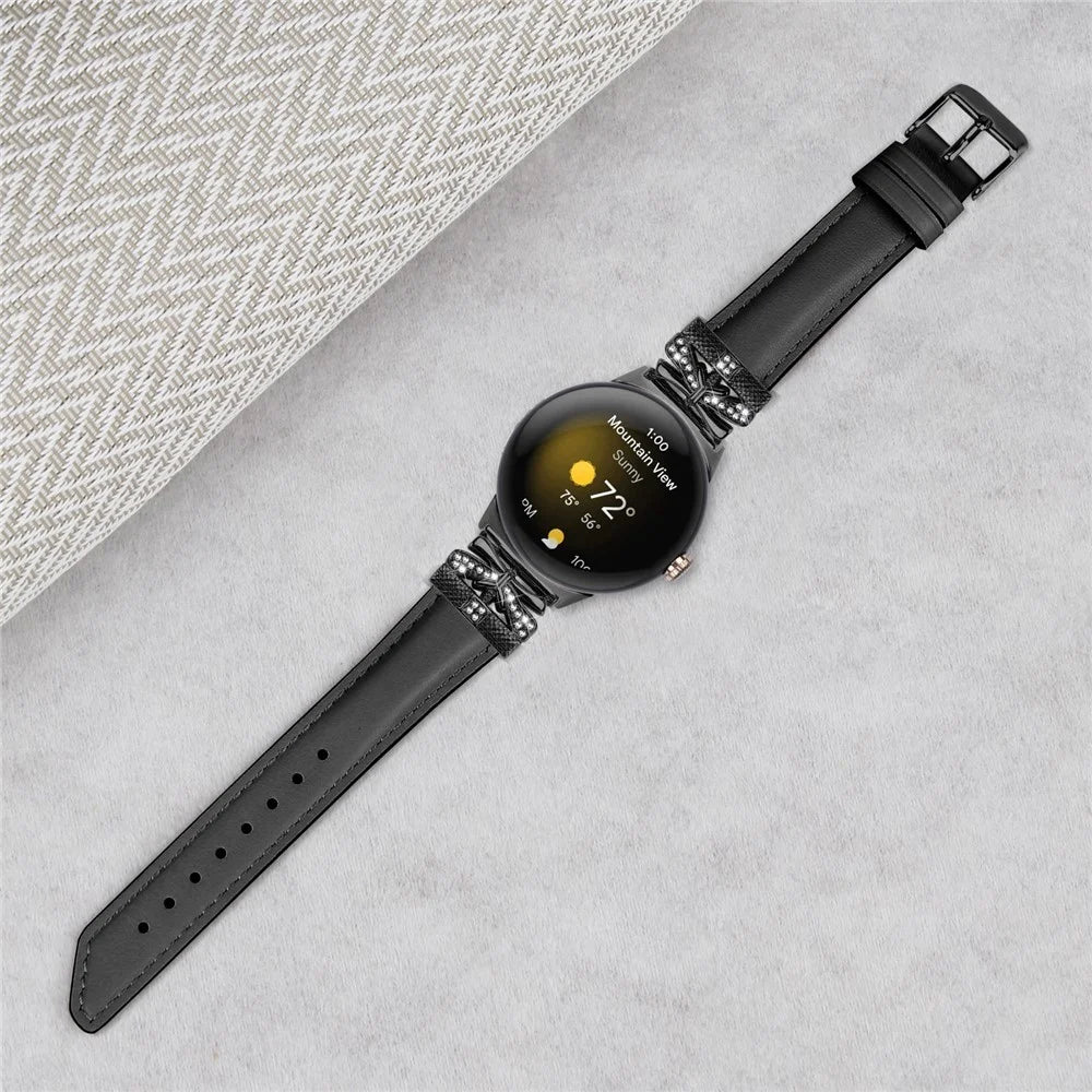 For Google Pixel Watch 4 41mm / Watch 3 41mm / Watch 2 / Watch Watch Strap Black Buckle Butterfly Connector Watchband - Black - 4