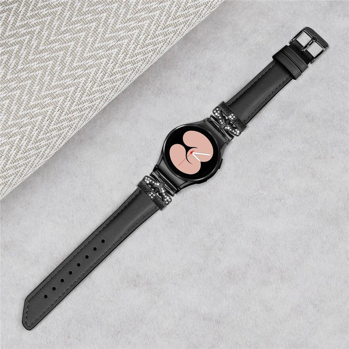 For Samsung Galaxy Watch6 44mm / Watch6 Classic 43mm / 47mm Black Buckle Watchband Butterfly Connector Strap - Black - 4