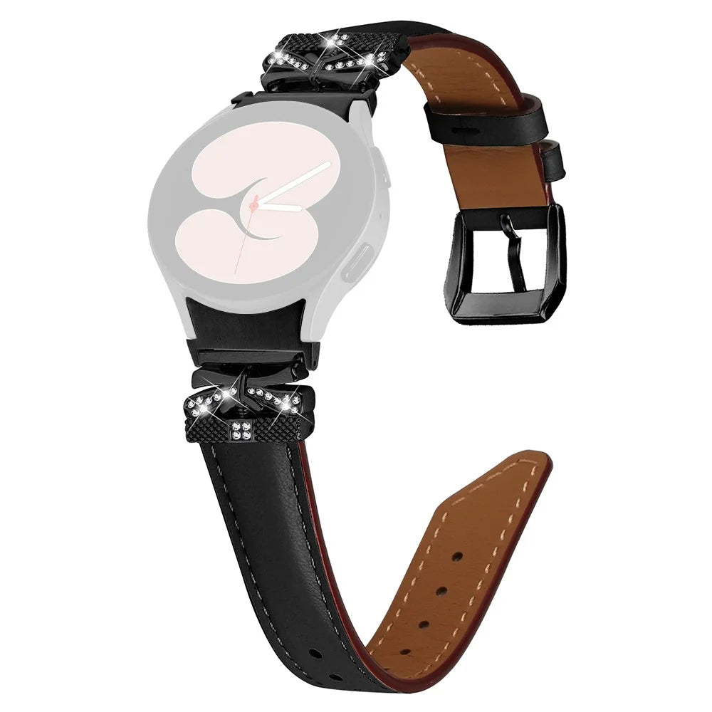 For Samsung Galaxy Watch FE 40mm / Watch4 / Watch5 / Watch4 Classic / Watch4 Active / Watch5 Active Watch Band with Connector - Black - 1