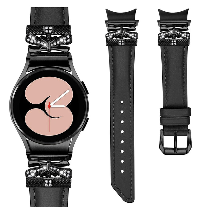For Samsung Galaxy Watch FE 40mm / Watch4 / Watch5 / Watch4 Classic / Watch4 Active / Watch5 Active Watch Band with Connector - Black - 2