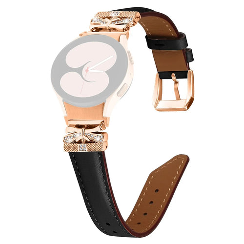 Rose Gold Buckle Strap for Samsung Galaxy Watch4  /  Watch5  /  Watch4 Classic  /  Watch4 Active  /  Watch5 Active Smartwatch Band - Black - 1