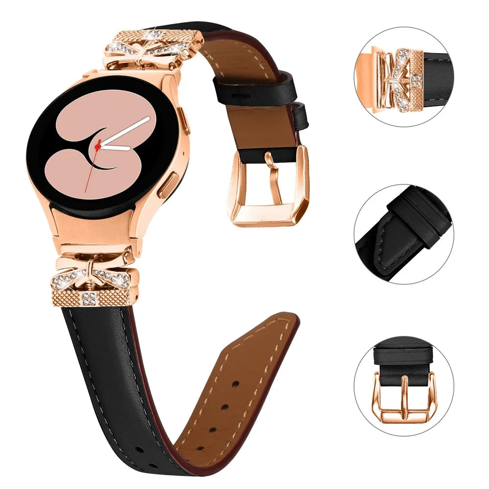 Rose Gold Buckle Strap for Samsung Galaxy Watch4  /  Watch5  /  Watch4 Classic  /  Watch4 Active  /  Watch5 Active Smartwatch Band - Black - 3