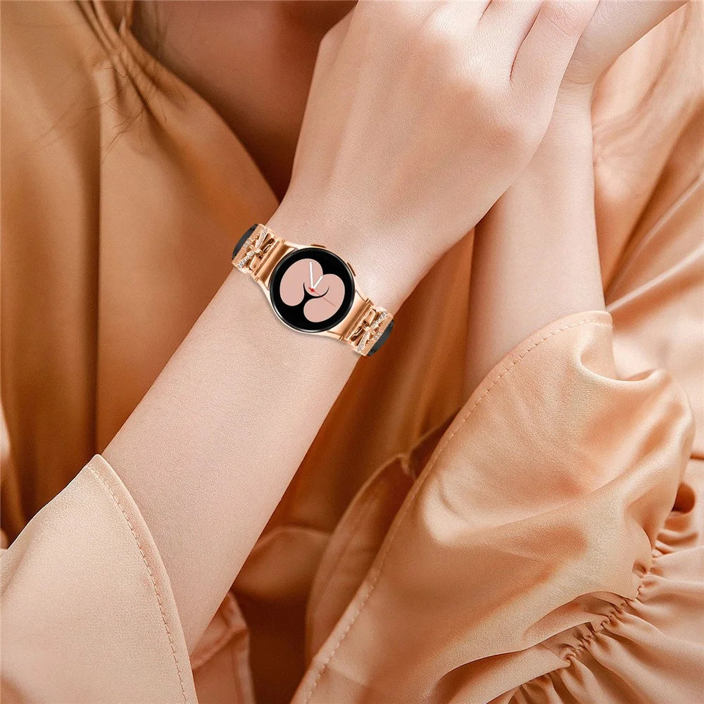 Rose Gold Buckle Strap for Samsung Galaxy Watch4  /  Watch5  /  Watch4 Classic  /  Watch4 Active  /  Watch5 Active Smartwatch Band - Black - 5