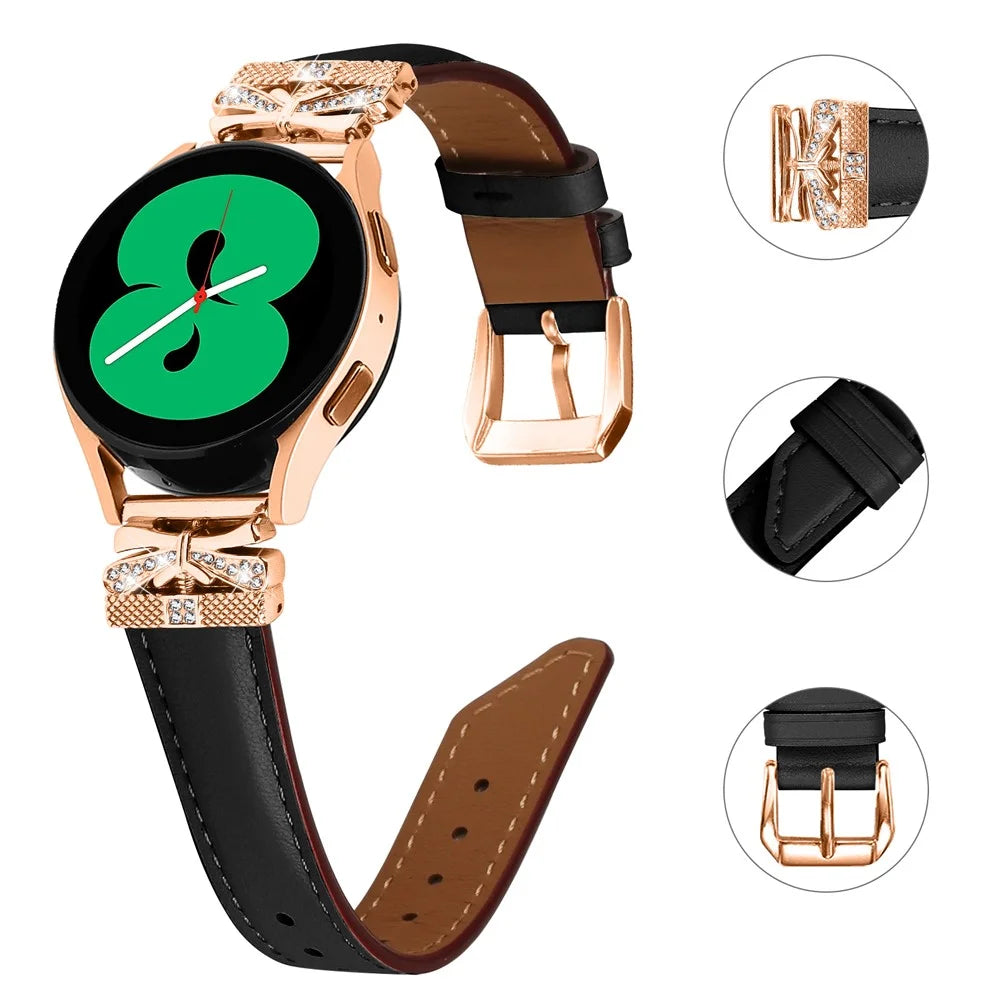 Rose Gold Buckle Strap for Samsung Galaxy Watch3 41mm  /  Galaxy Watch4  /  Watch5  /  Watch4 Classic  /  Watch4 / 5 Active 20mm Watch Band - Black - 3