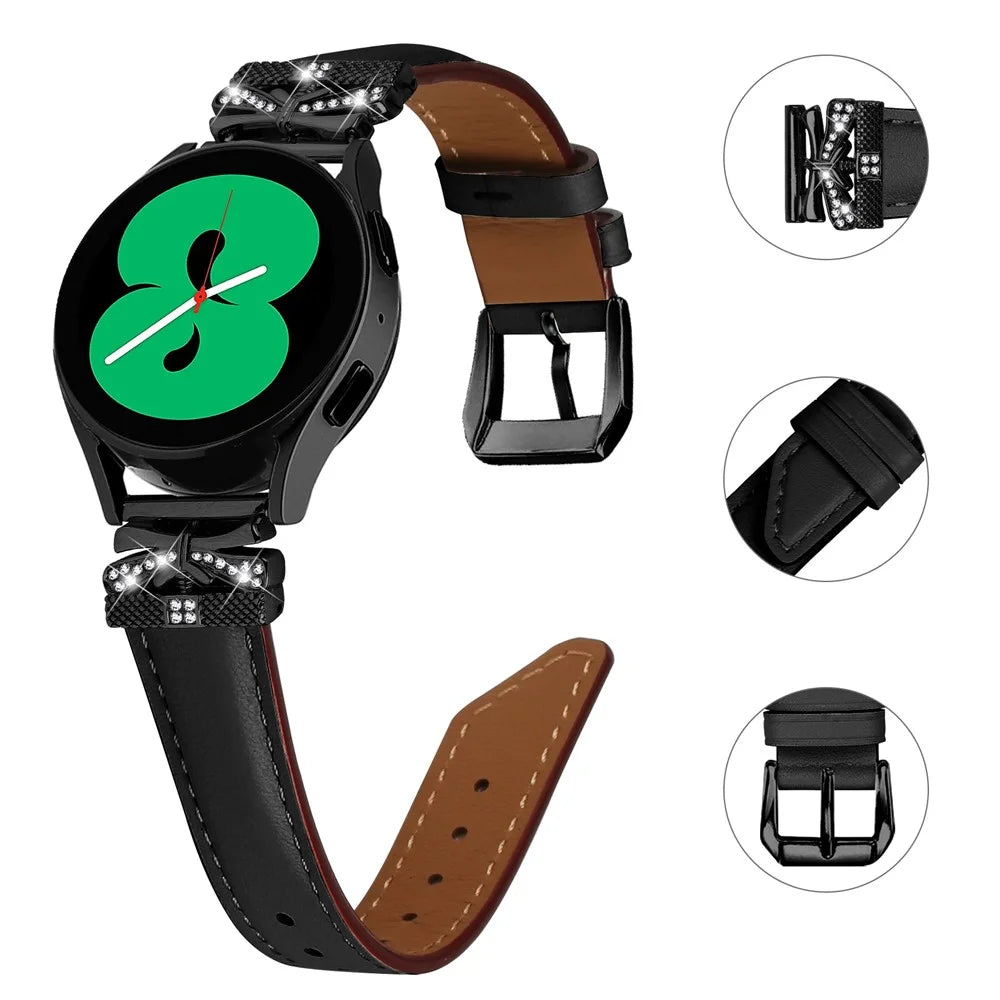 20mm Watch Band for Samsung Galaxy Watch6 44mm 40mm / Watch 5 Active 44mm 40mm / Watch 5 44mm 40mm / Watch4 Active 44mm 40mm, Black Buckle - Black - 3