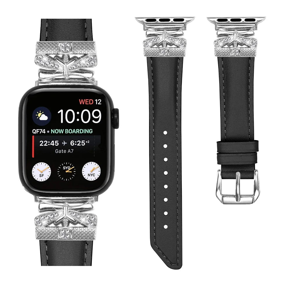 For Apple Watch Ultra 3 2 1 49mm / Series 11 10 46mm / 9 8 7 45mm / SE3 SE2 SE 6 5 4 44mm / 3 2 1 42mm Watchband with Silver Buckle - Black - 2