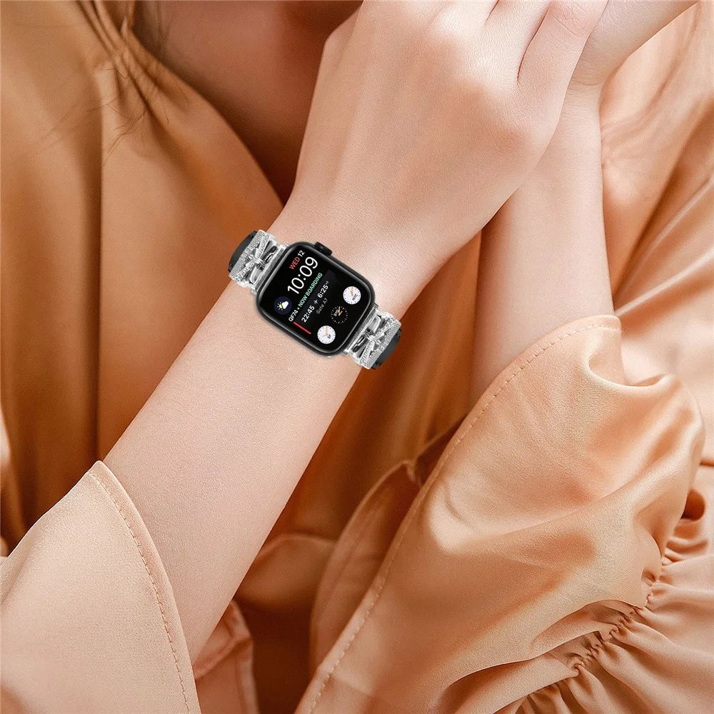 For Apple Watch Ultra 3 2 1 49mm / Series 11 10 46mm / 9 8 7 45mm / SE3 SE2 SE 6 5 4 44mm / 3 2 1 42mm Watchband with Silver Buckle - Black - 5