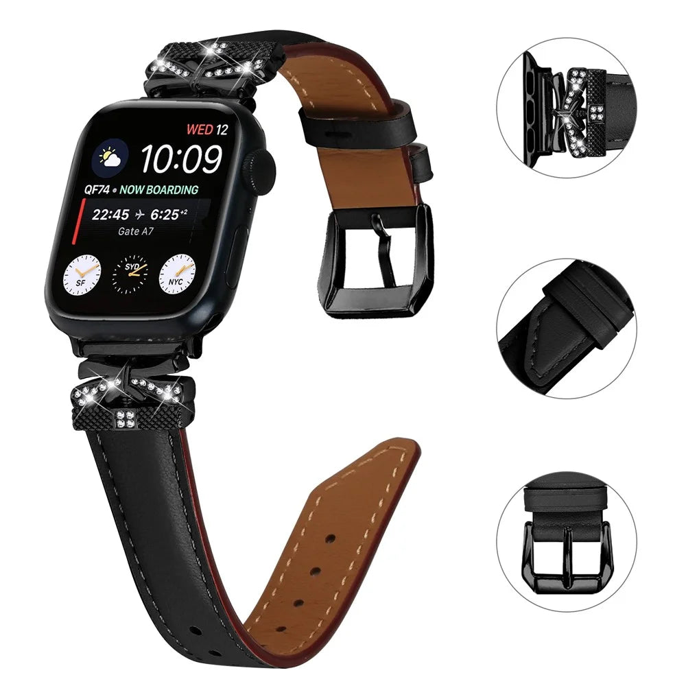 Black Buckle Watch Band for Apple Watch Series 11 10 42mm / 9 8 7 41mm / SE3 SE2 SE 6 5 4 40mm / 3 2 1 38mm - Black - 3