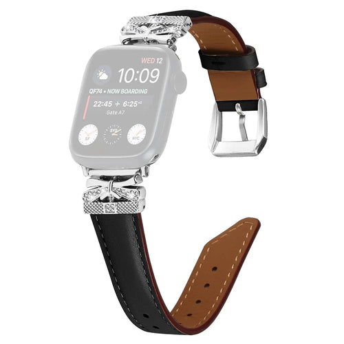 Silver Buckle Band for Apple Watch Series 11 10 42mm / 9 8 7 41mm / SE3 SE2 SE 6 5 4 40mm / 3 2 1 38mm Watch Strap - Black - 1