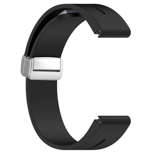 For Samsung Galaxy Watch 6 / 6 Classic / 5 / 4 / Huawei Watch GT 3 42mm Silicone Strap Magnetic Silver Buckle 20mm Watchband - Black - 1