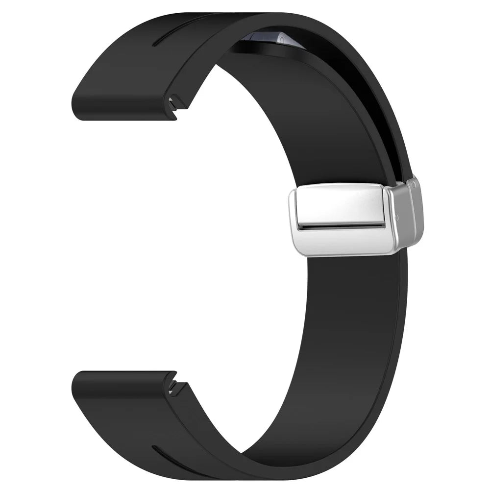 For Samsung Galaxy Watch 6 / 6 Classic / 5 / 4 / Huawei Watch GT 3 42mm Silicone Strap Magnetic Silver Buckle 20mm Watchband - Black - 2