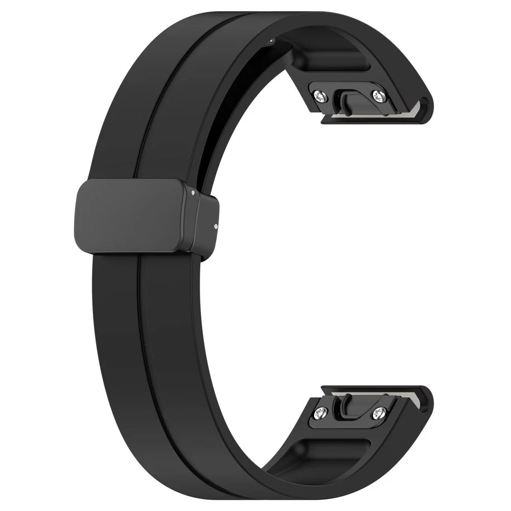 For Huawei Watch GT 4 46mm / Samsung Galaxy Watch3 45mm / Garmin Venu 3 Black Buckle Watchband 22mm Magnetic Silicone Strap - Black - 2
