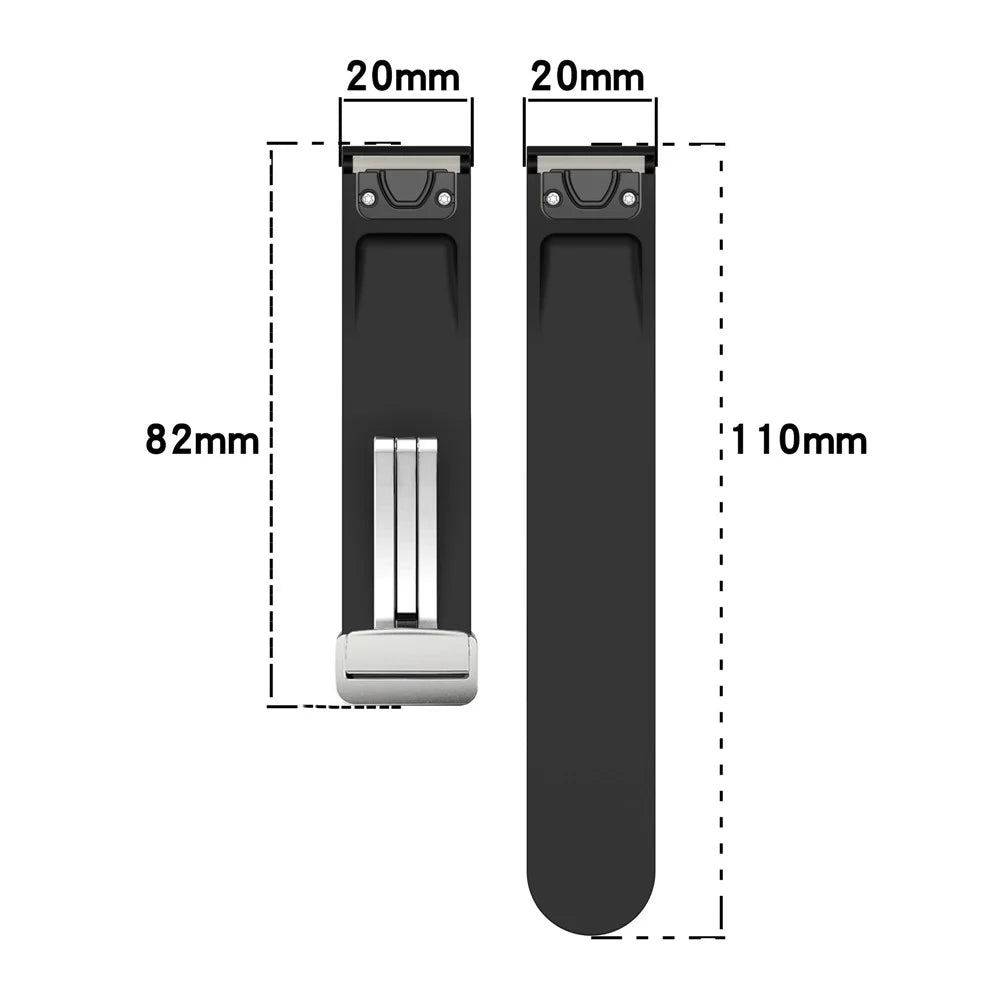 For Samsung Galaxy Watch 6 / 6 Classic / 5 / 4 Magnetic Silver Buckle Watch Strap 20mm Dual Color Silicone Band - Black+White - 7
