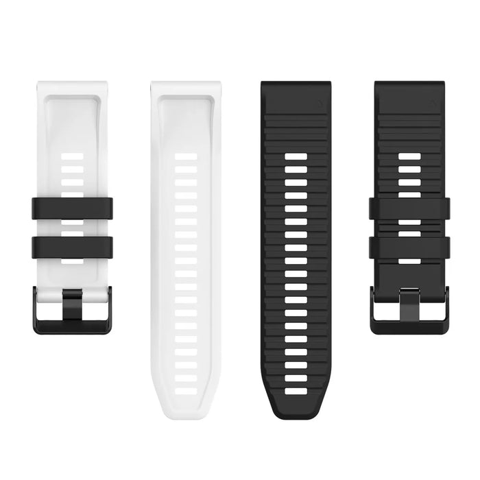For Garmin Fenix 7X Pro 51mm Watch Bands Horizontal Stripes Silicone Dual-color Strap - Black / White - 4