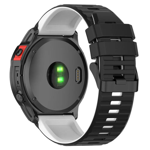 For Garmin Fenix 7 Pro  Silicone Watch Bands Dual-color Horizontal Stripes Wrist Strap - Black / White - 1