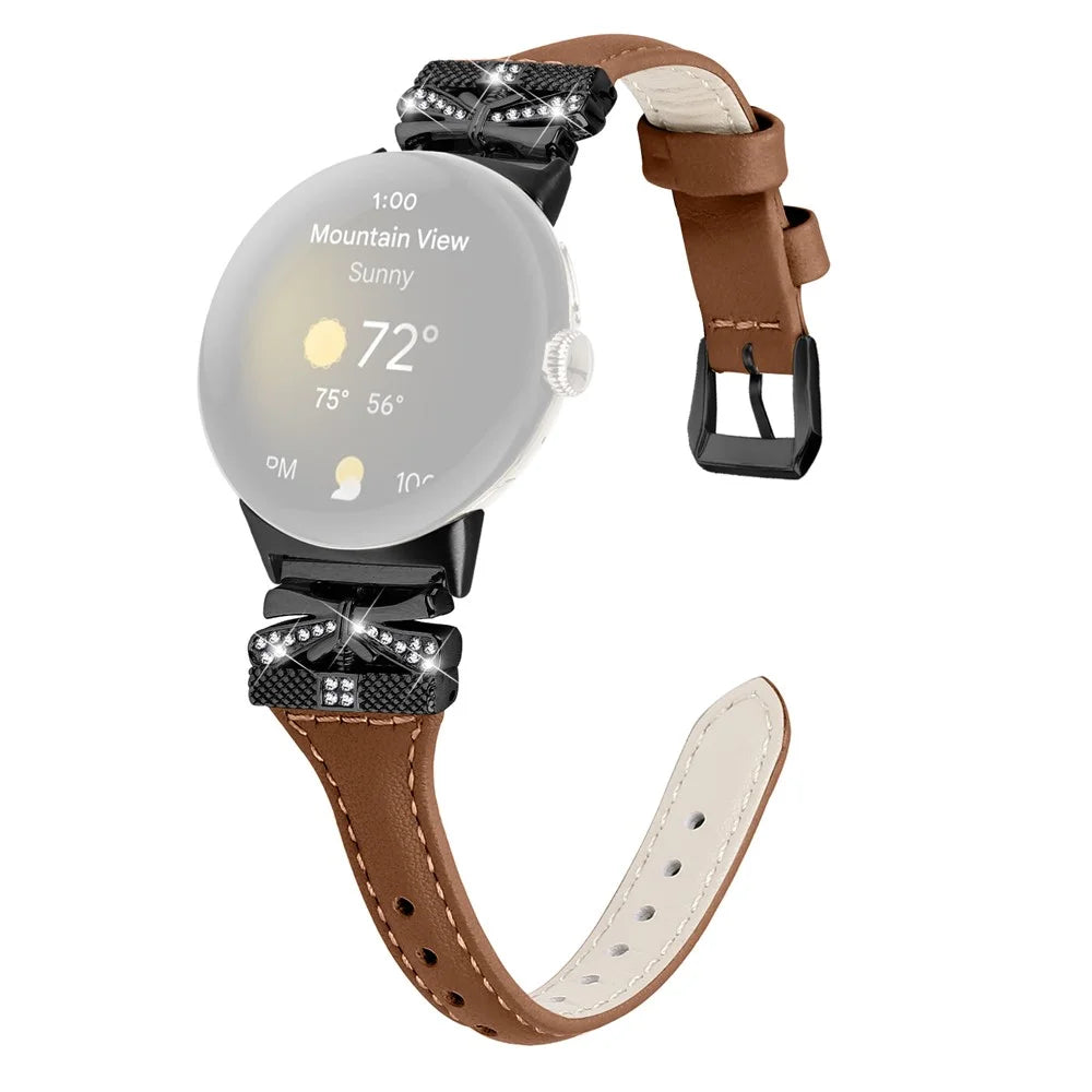 Black Buckle Watch Strap for Google Pixel Watch 4 41mm / Watch 3 41mm / Watch 2 / Watch Butterfly Connector Wrist Band - Brown - 1