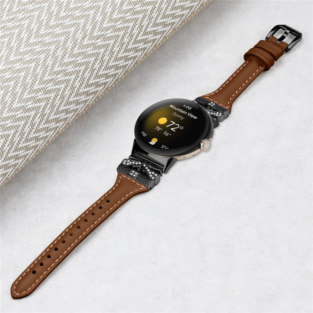 Black Buckle Watch Strap for Google Pixel Watch 4 41mm / Watch 3 41mm / Watch 2 / Watch Butterfly Connector Wrist Band - Brown - 4