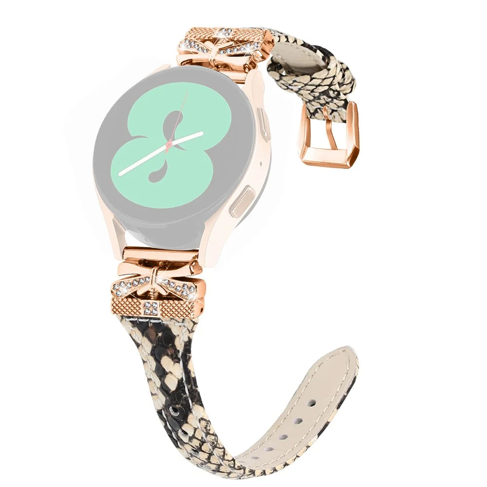 Rose Gold Buckle Band for Huami Amazfit Cheetah Pro 20mm Genuine Cowhide Leather Watch Strap - Snake Texture - 1