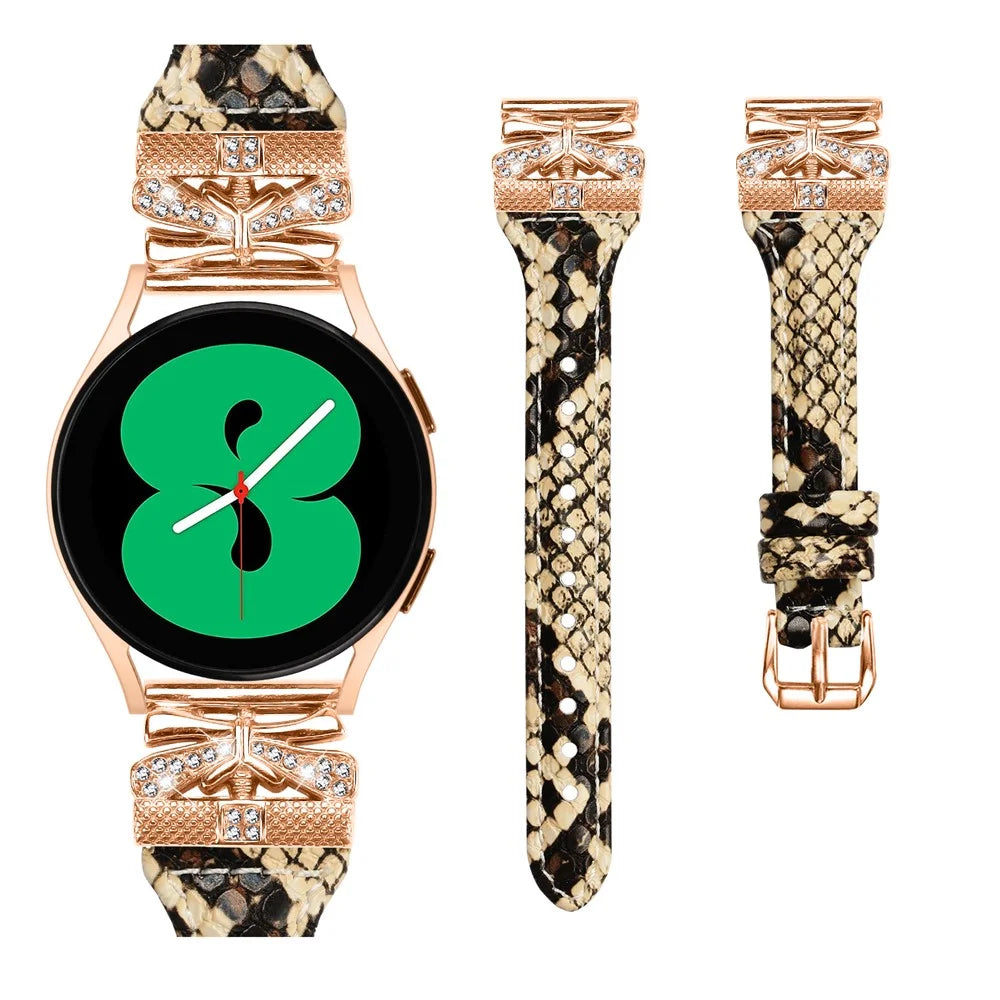 Rose Gold Buckle Band for Huami Amazfit Cheetah Pro 20mm Genuine Cowhide Leather Watch Strap - Snake Texture - 2