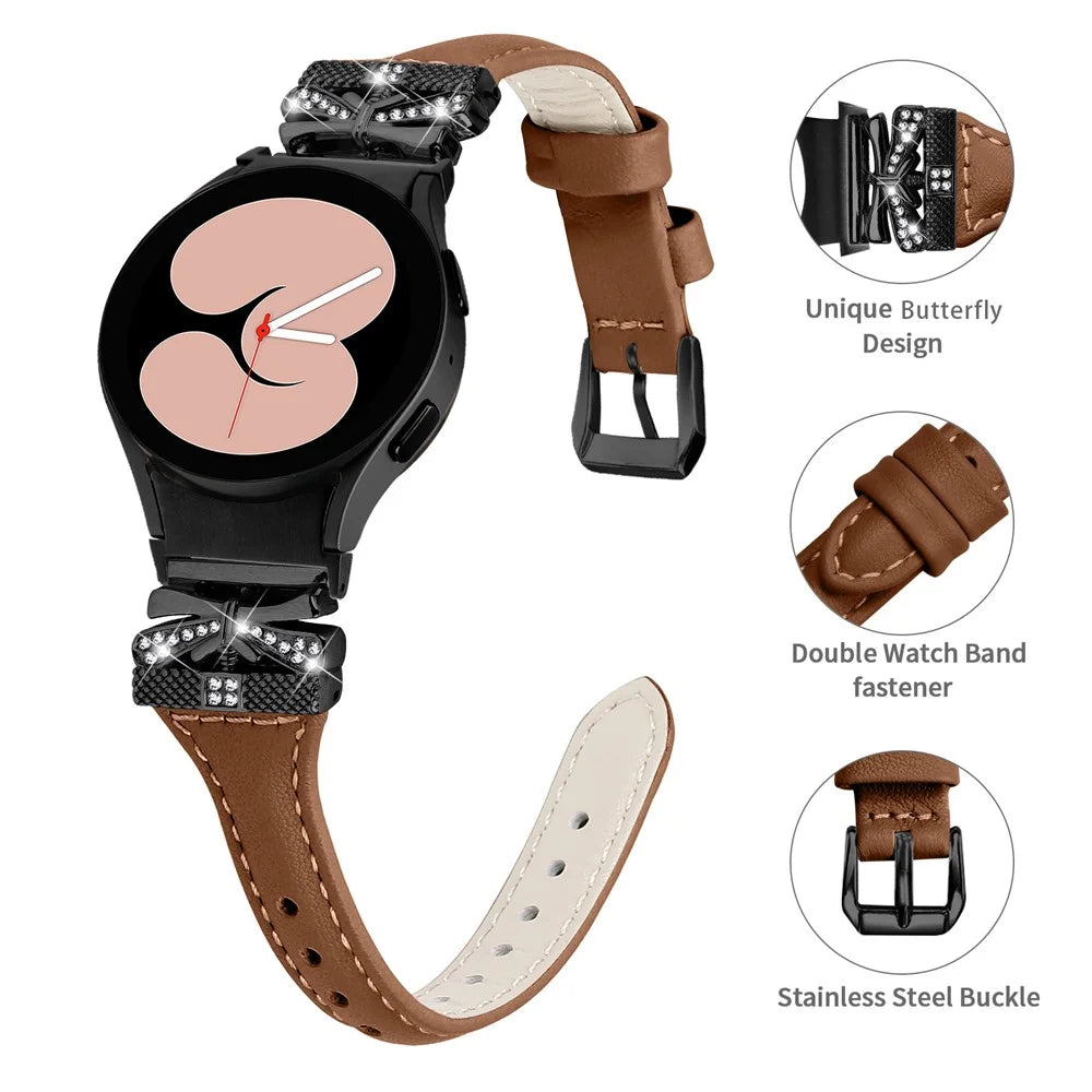 Black Buckle Band for Samsung Galaxy Watch6 44mm / Watch6 Classic 43mm / 47mm Adjustable Watch Strap - Brown - 3