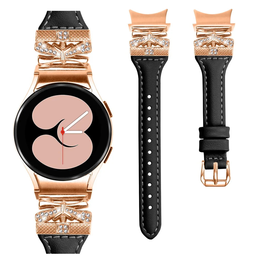 Rose Gold Buckle Strap for Samsung Galaxy Watch6 40mm / 44mm / Watch6 Classic 43mm / 47mm Watch Band - Black - 2