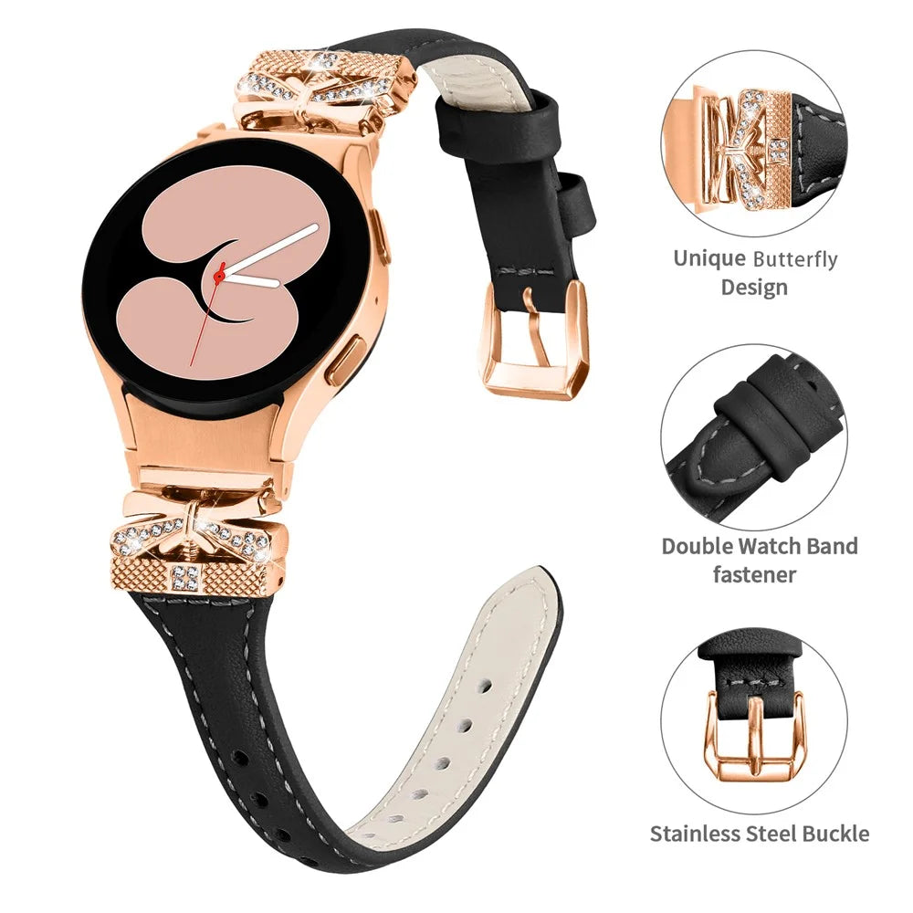 Rose Gold Buckle Strap for Samsung Galaxy Watch6 40mm / 44mm / Watch6 Classic 43mm / 47mm Watch Band - Black - 3