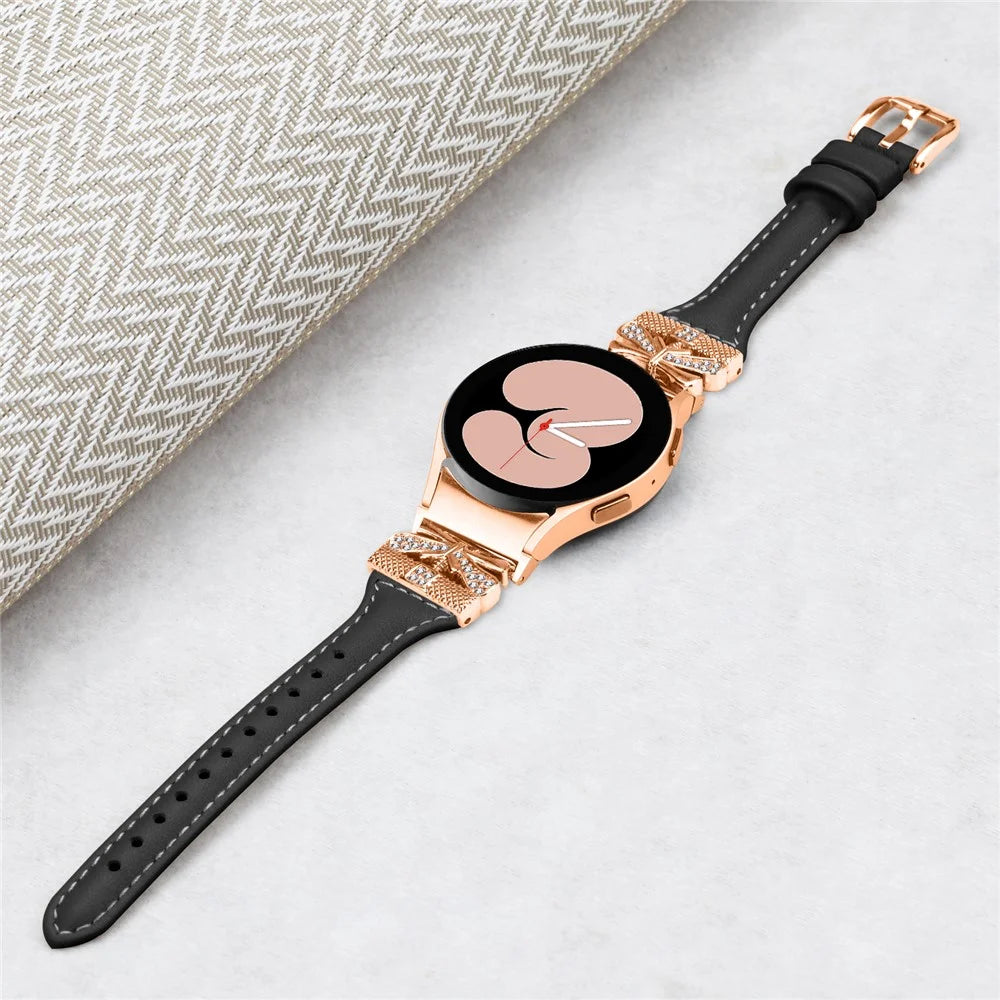 Rose Gold Buckle Strap for Samsung Galaxy Watch6 40mm / 44mm / Watch6 Classic 43mm / 47mm Watch Band - Black - 4
