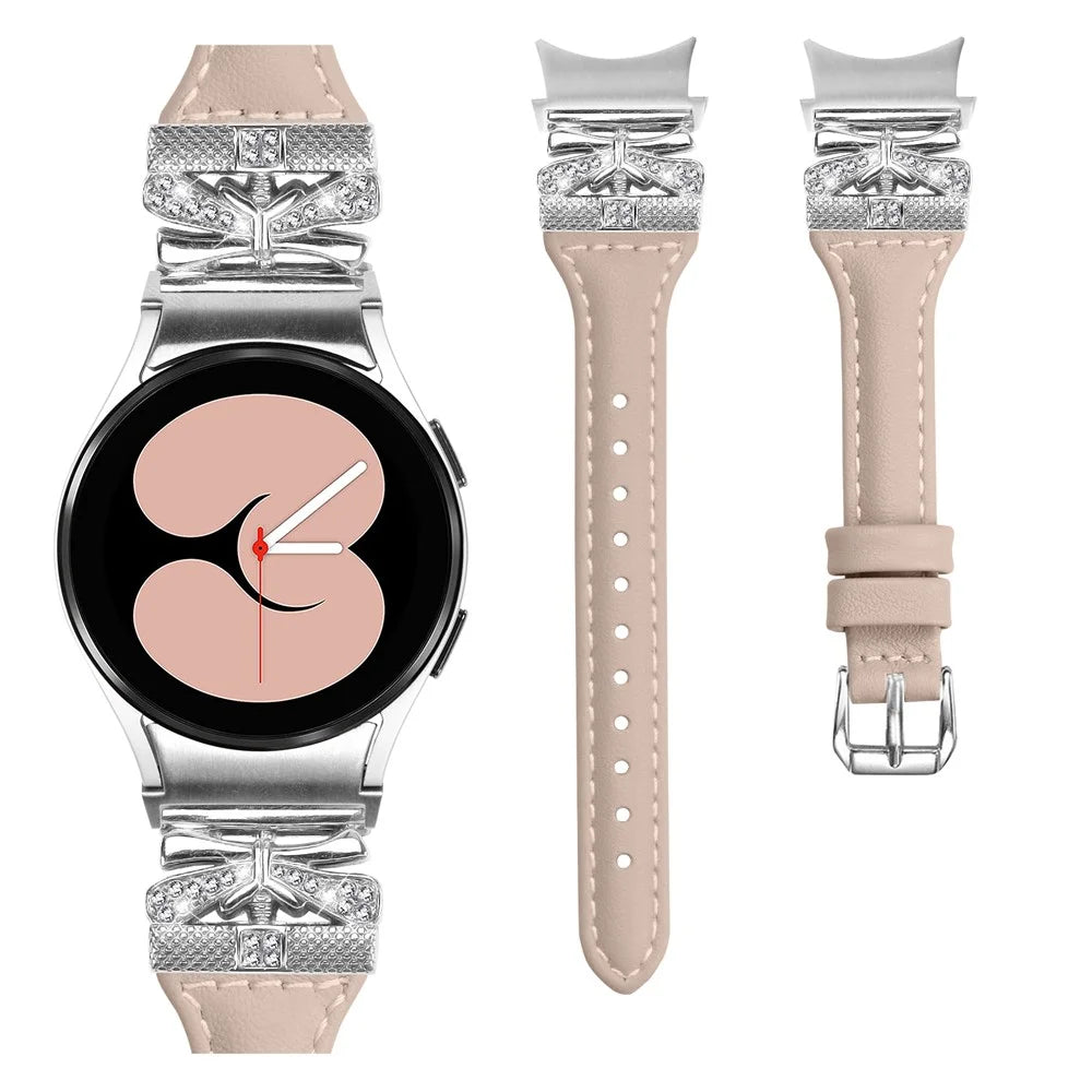 Silver Buckle Watchband for Samsung Galaxy Watch6 44mm / Watch6 Classic 43mm / 47mm Watch Strap - Apricot - 2