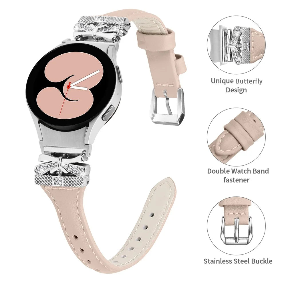 Silver Buckle Watchband for Samsung Galaxy Watch6 44mm / Watch6 Classic 43mm / 47mm Watch Strap - Apricot - 3