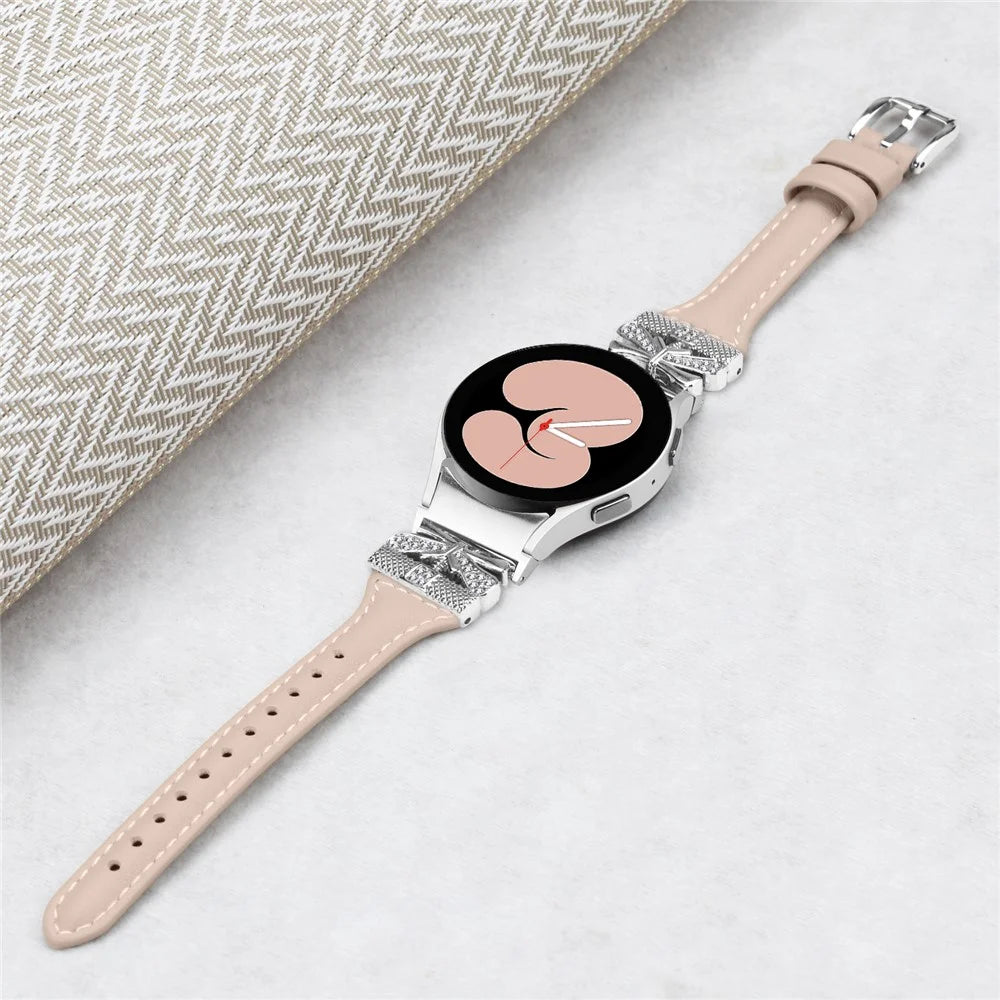 Silver Buckle Watchband for Samsung Galaxy Watch6 44mm / Watch6 Classic 43mm / 47mm Watch Strap - Apricot - 4
