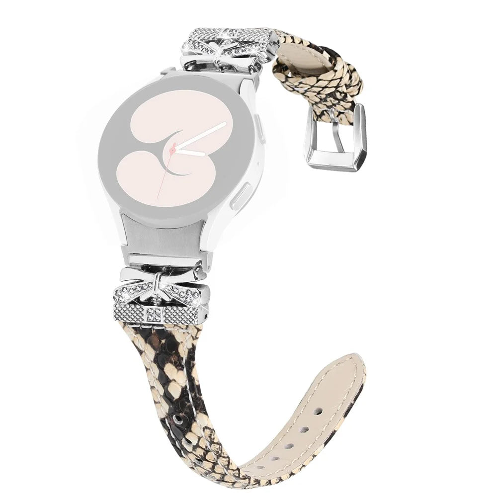 Sliver Buckle Strap for Samsung Galaxy Watch4  /  Watch5  /  Watch4 Classic  /  Watch4 Active  /  Watch5 Active Watch Band Butterfly Strap - Snake Texture - 1