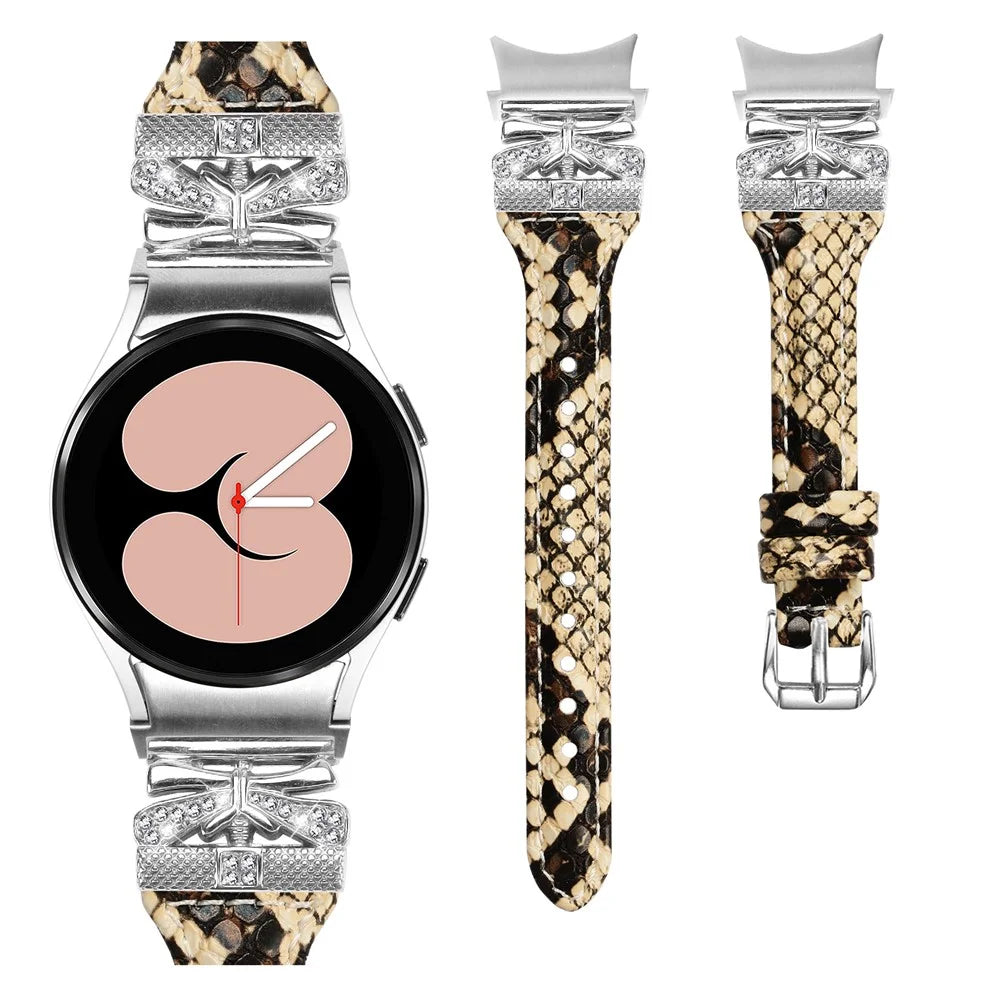 Sliver Buckle Strap for Samsung Galaxy Watch4  /  Watch5  /  Watch4 Classic  /  Watch4 Active  /  Watch5 Active Watch Band Butterfly Strap - Snake Texture - 2